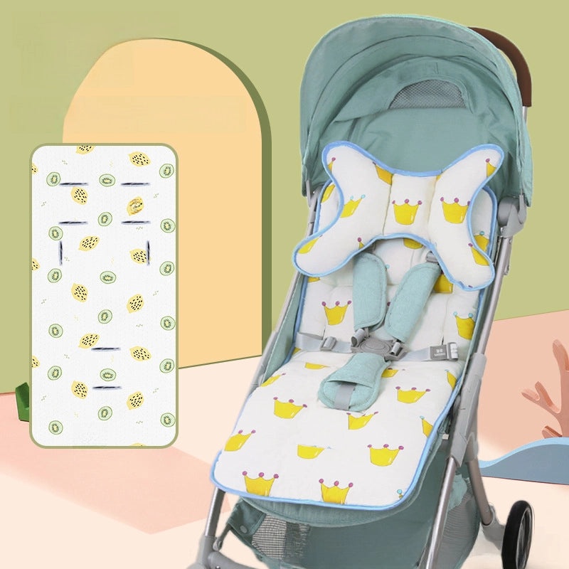 Baby Stroller Cushion Double-Sided Cotton Thick Soft Warm Breathable Ice Silk for All Seasons|Baby Stroller Accessories