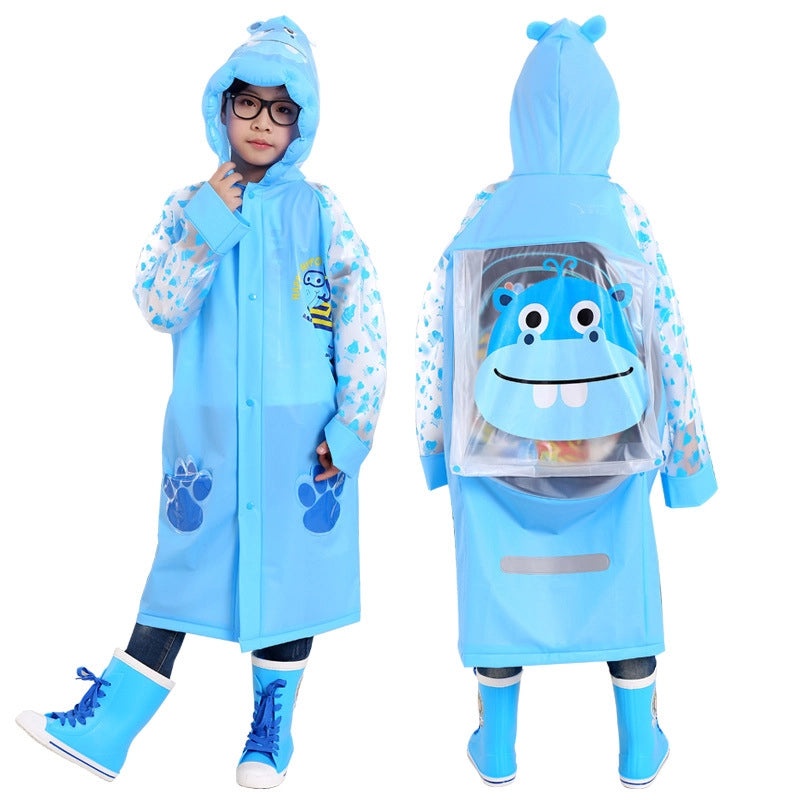 Kids Inflatable PVC Rain Poncho with Bag Portable Waterproof One-piece Cute Student Outdoor Raincoat|Children's Rainwear