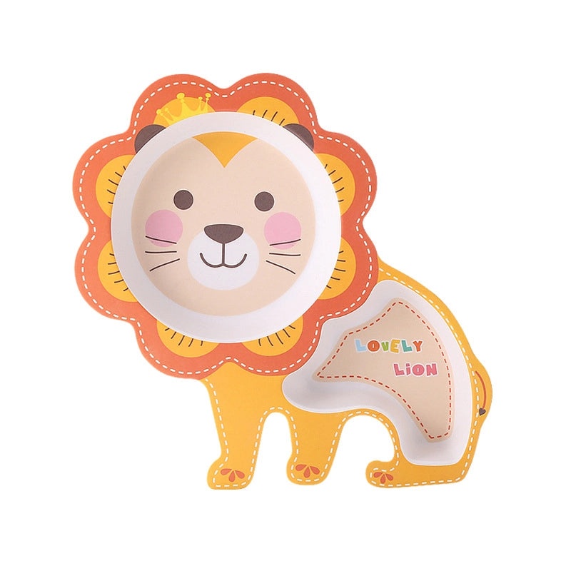 Cute Cartoon Bamboo Fiber Kids Plate Baby Dish Grid for Household Kindergarten Use|Children's Tableware