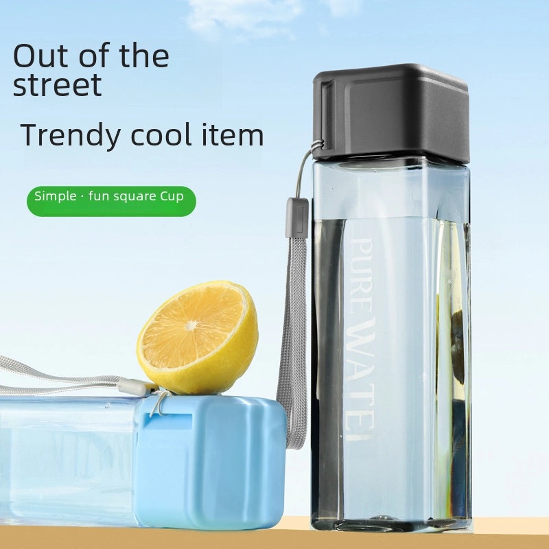 Creative Square Water Cup Portable Leak-proof Heat-resistant Plastic Handy Cup Custom LOGO Available|Kitchen & Dining