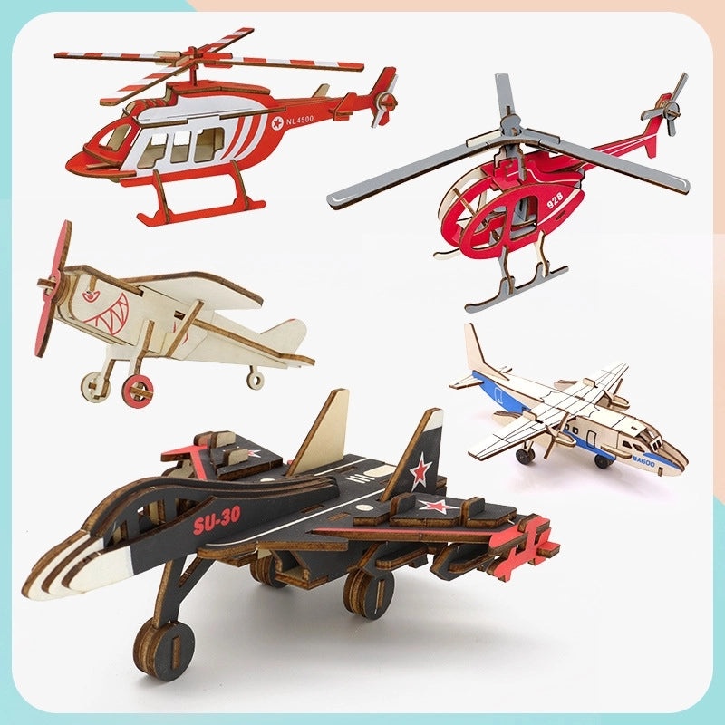 Handmade Wooden 3D Aircraft Model Puzzle for Kids | Toys & Games
