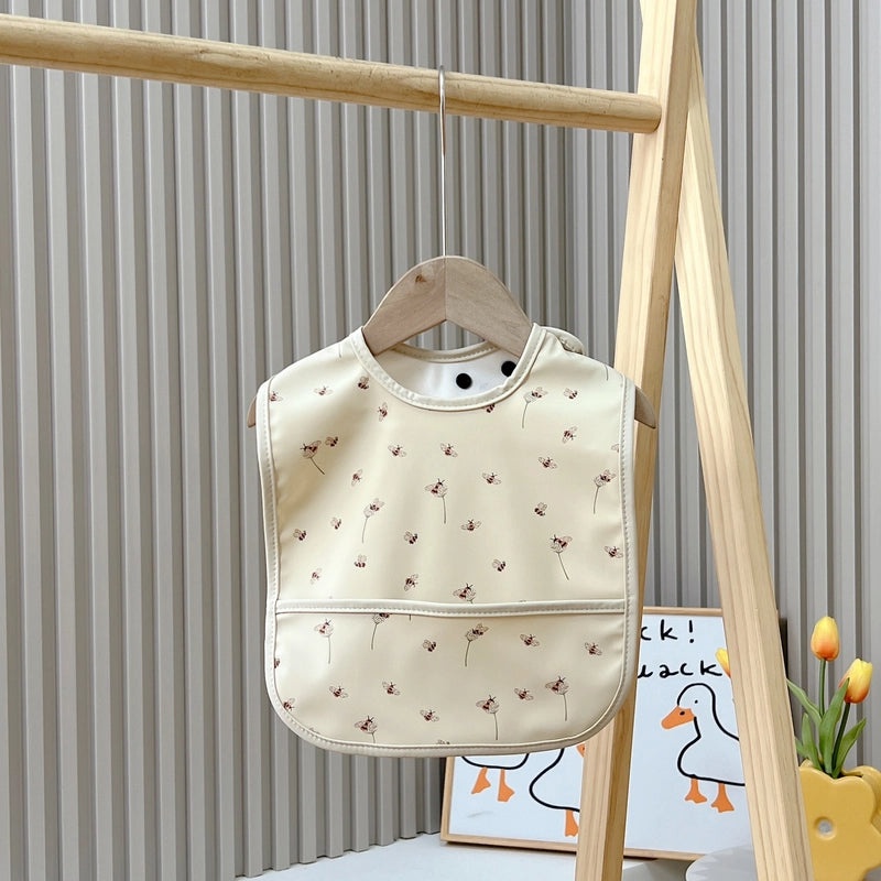 Waterproof Baby Bib with Cartoon Print Sleeveless PU Spit Bag Soft Infant Feeding Accessory|Baby Accessories