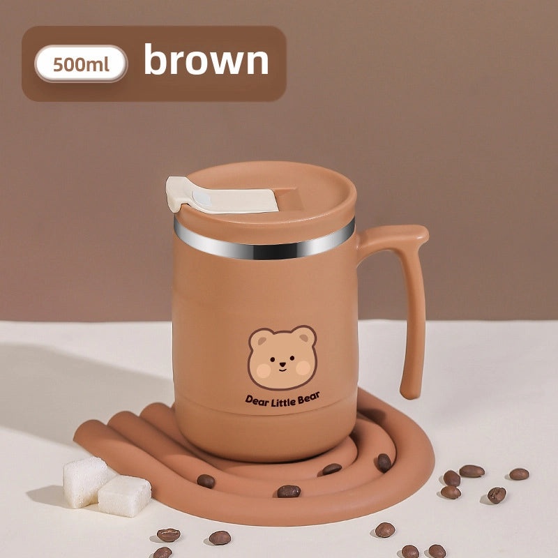 304 Stainless Steel Coffee Mug with Lid and Straw Spoon for Men and Women | Drinkware & Accessories