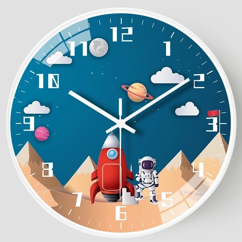 Adorable Round Astronaut Clock with Plastic Glass Face | Home Decor Clocks