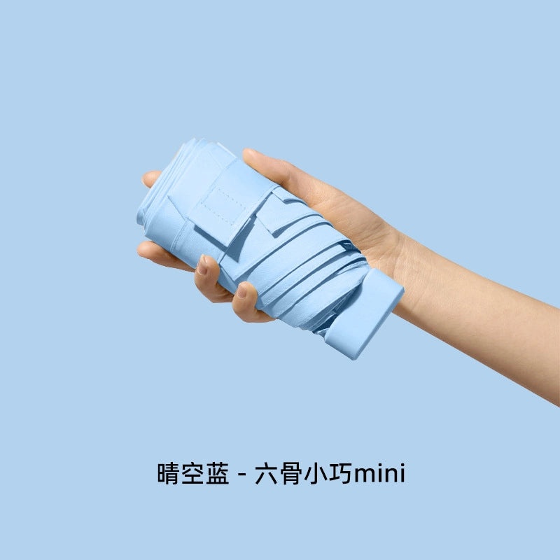 Compact Five-Fold UV Sunscreen Mini Umbrella for Women | Sun Protection & Rain Use | Portable Thickened Flat Umbrella | Women's Accessories