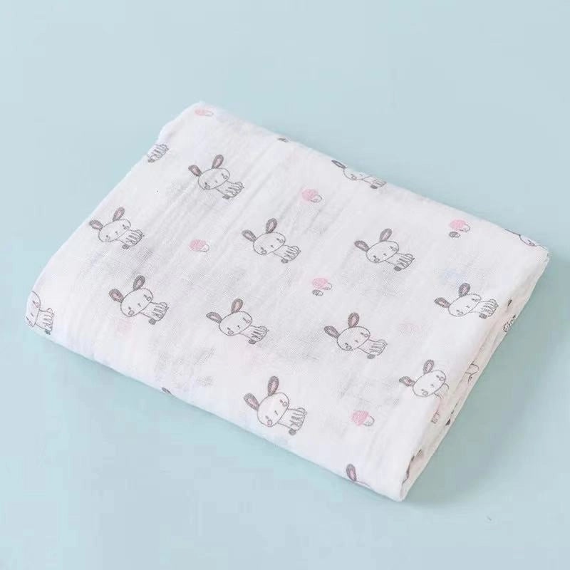 Double-layer Cotton Gauze Baby Swaddle Blanket Printed Bath Towel Sunshade Cart Cover|Baby Care Accessories