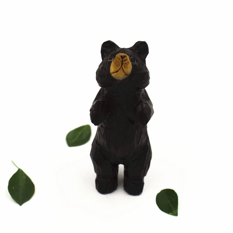 Handmade Solid Wood Bear Animal Figurine Decorative Model Gift Toy|Home Decor