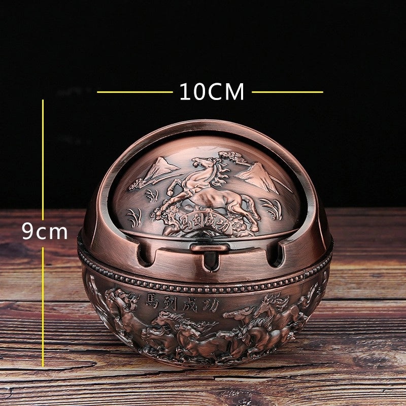 Vintage Elephant Peacock Rose Metal Ashtray Decorative Ornament|Home Decor & Accessories