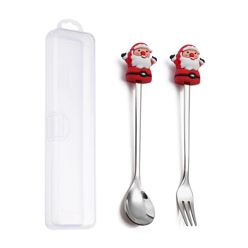 Festive Animal Santa Claus Stainless Steel Cutlery Set 2 Pieces|Kitchen & Dining Tableware