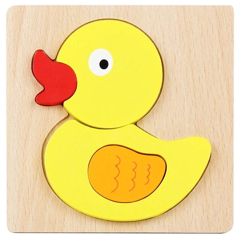 Wooden 3D Animal Puzzle for Kids Early Learning Handheld Board Cartoon Educational Toy | Educational Toys & Games