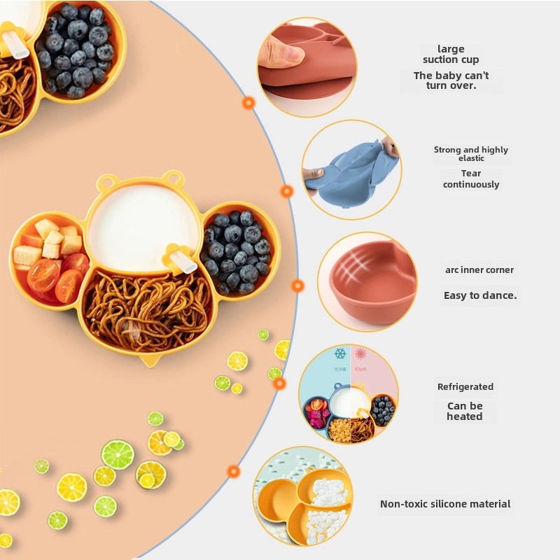 Cute Little Bee Silicone Kids Tableware Set Baby Bowl Cup Spoon Food Grade|Baby Feeding Supplies