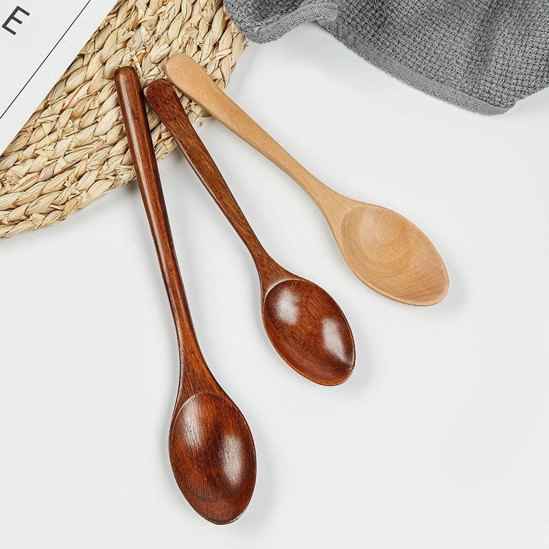 Phoebe Long Wooden Rice Spoon Small Japanese Salad Honey Spoon Pointed Handle Wooden Utensil|Kitchen Utensils