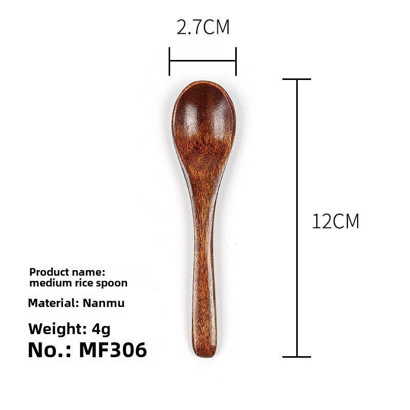 Phoebe Long Wooden Rice Spoon Small Japanese Salad Honey Spoon Pointed Handle Wooden Utensil|Kitchen Utensils