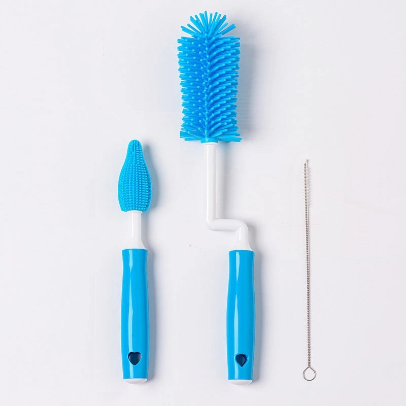 Silicone Baby Bottle Brush Set with Nipple and Straw Cleaners | Baby Feeding Accessories