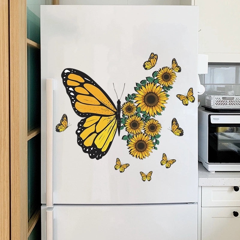Sunflower and Butterfly PVC Wall Decal for Home Decor | Home & Living Wall Stickers