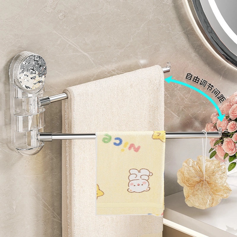 Rotating Wall-mounted Suction Cup Towel Rack Punch-free Bathroom Multi-bar Organizer|Bathroom Accessories
