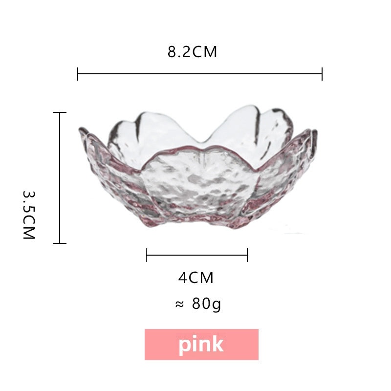 Japanese Cherry Blossom Glass Dish Pink Petal Small Seasoning Bowls Mini Dip Dishes|Tableware & Kitchen Accessories