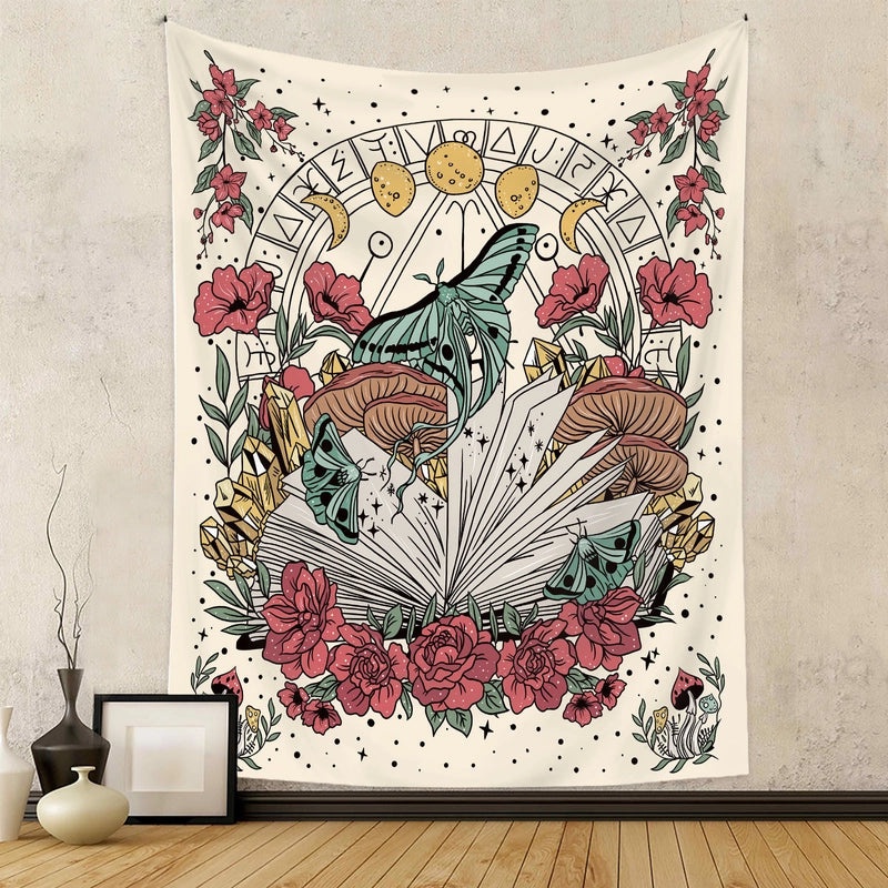 Vintage Moon Flower Butterfly Soft Polyester Plush Tapestry|Home Decor Wall Hangings