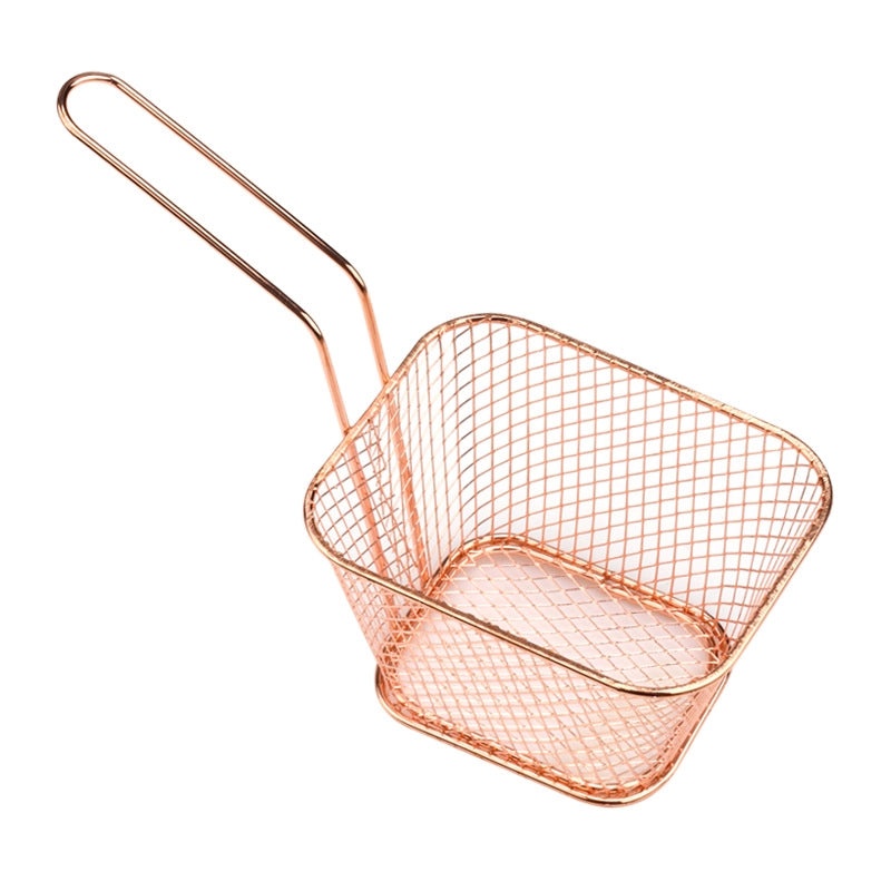 Mini Stainless Steel Square Fry Basket Mesh Sieve for French Fries | Kitchenware & Food Serving Accessories
