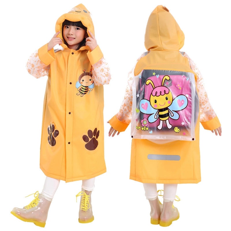 Kids Inflatable PVC Rain Poncho with Bag Portable Waterproof One-piece Cute Student Outdoor Raincoat|Children's Rainwear