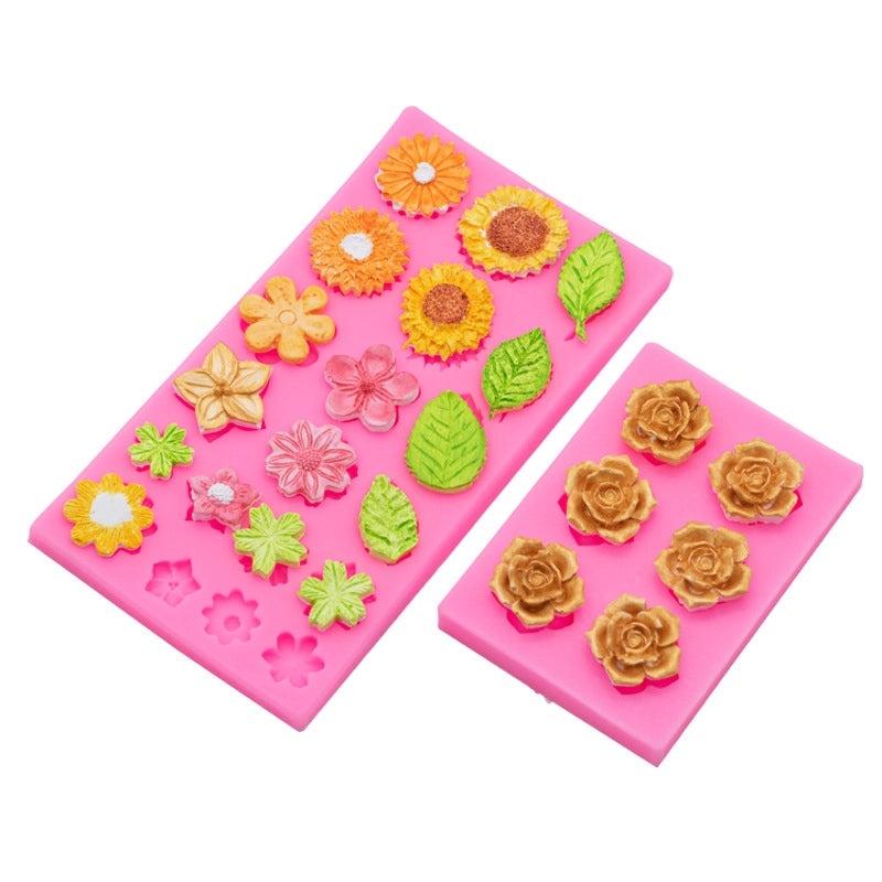 Silicone Mold for Rose Leaves Sunflower and Daisy Flowers Cake Decorating | Baking Tools & Cake Molds