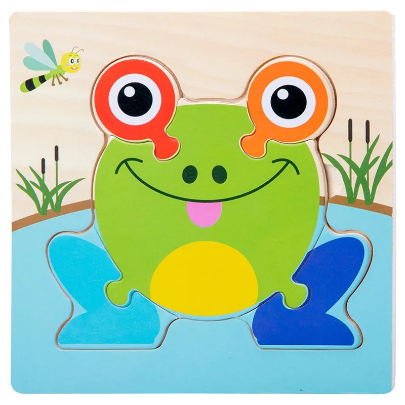 Wooden 3D Animal Puzzle for Kids Early Learning Handheld Board Cartoon Educational Toy | Educational Toys & Games