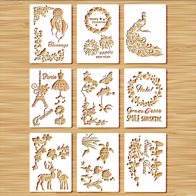 Plant and Animal Painting Template DIY Flower Graffiti Hollow PET Board for Leak Word Art | Art Supplies