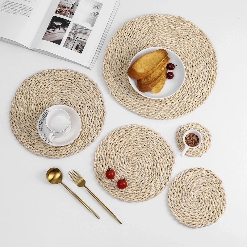 Stylish Solid Color Corn Husk Placemat for Dining Table|Home Decor & Tableware
