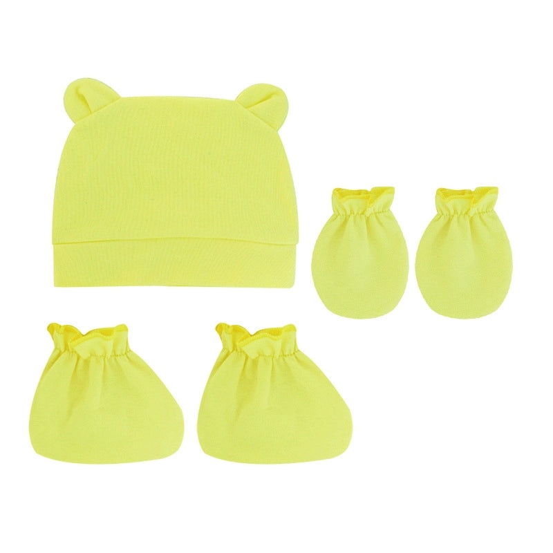 Newborn Baby 3 Piece Set Solid Color Hat Gloves and Foot Cover 0-3 Months|Baby Accessories