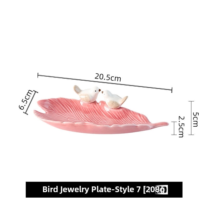 Ceramic Bird Jewelry Tray Cute Dim Sum Plate Creative Storage Rack Soap Dish Light Luxury Organizer|Jewelry Storage & Organization