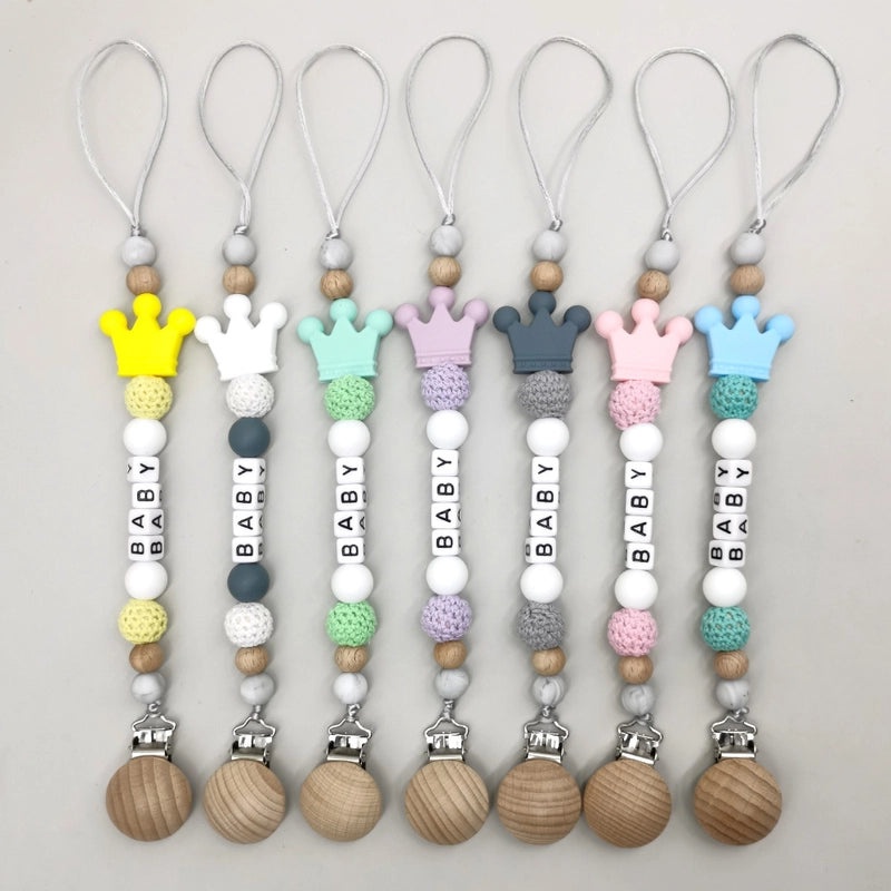 Adorable Baby Letter Crown Hair Clip with Plastic, Wood, and Silica Gel Materials | Baby Accessories