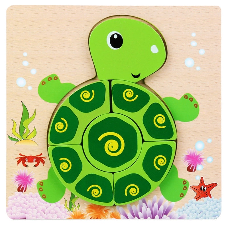 Wooden 3D Animal Puzzle for Kids Early Learning Handheld Board Cartoon Educational Toy | Educational Toys & Games