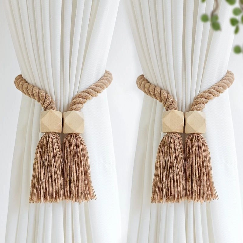 Wooden Geometric Curtain Tiebacks for Window Accessories | Home Decor & Window Treatments