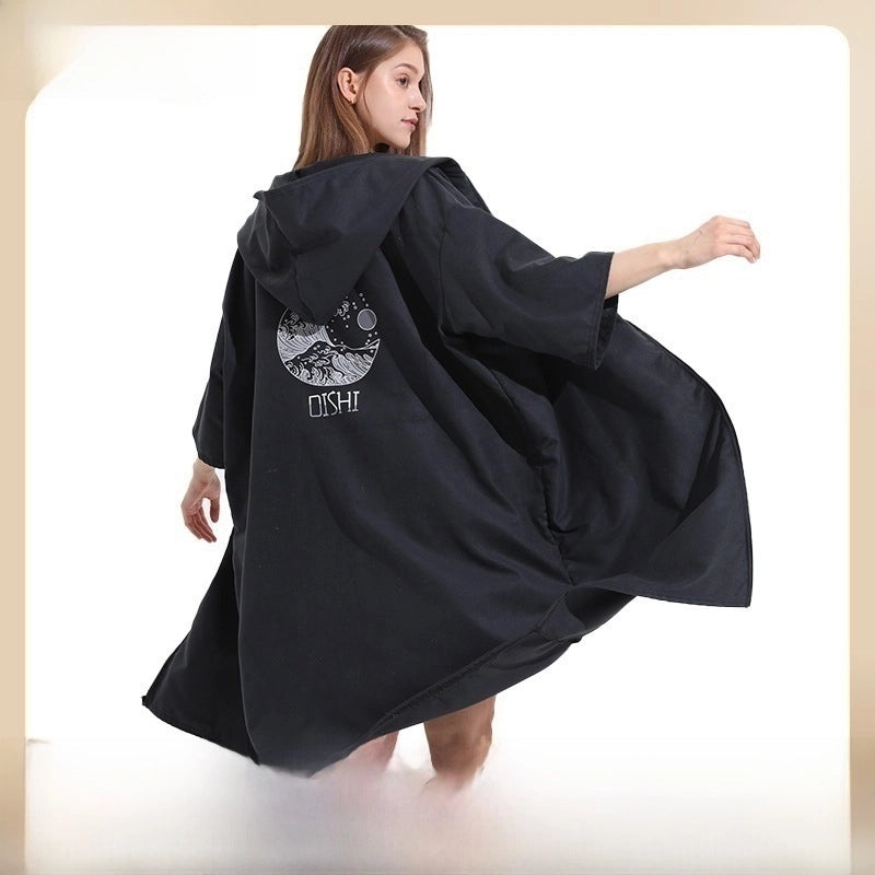 Quick-Dry Surf Diving Zipper Poncho Absorbent Swimming Changing Robe Bath Towel | Beachwear & Swim Accessories