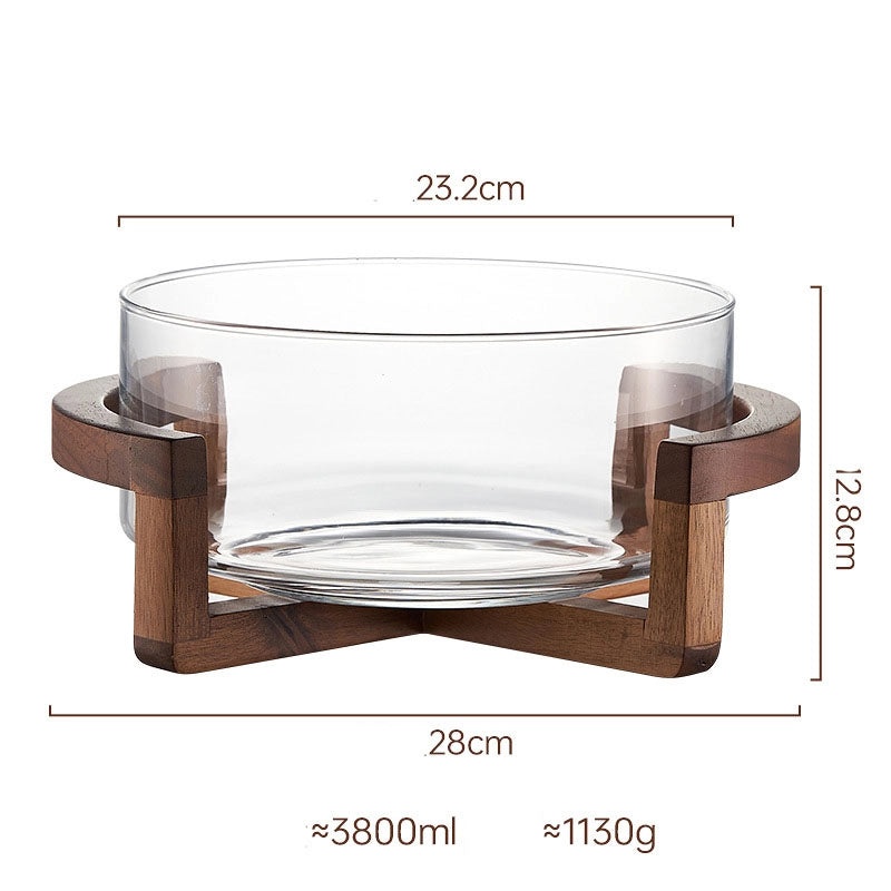 Wooden Glass Fruit Plate with Single Fruit Fork | Kitchen & Dining Accessories