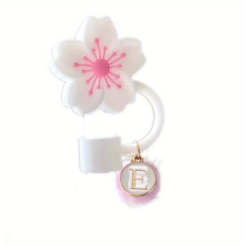 Floral Letter Silicone Straw Cap Decorative Cover 1 Piece|Drinkware Accessories