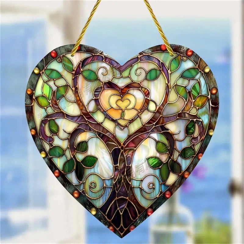 Minimalist Artistic Heart and Tree of Life Acrylic Pendant Window Decoration|Home Decor Accessories