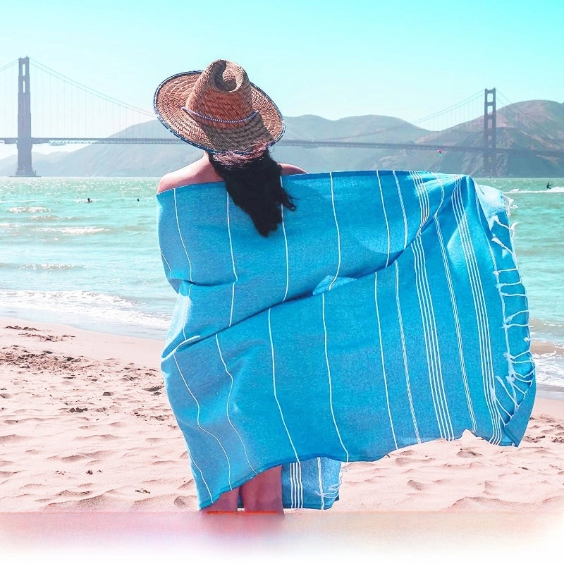 Customizable Turkey Beach Towel with Tassel Ears Striped Quick-Dry Bath Towel Embroidered | Beach Towels & Bath Linens