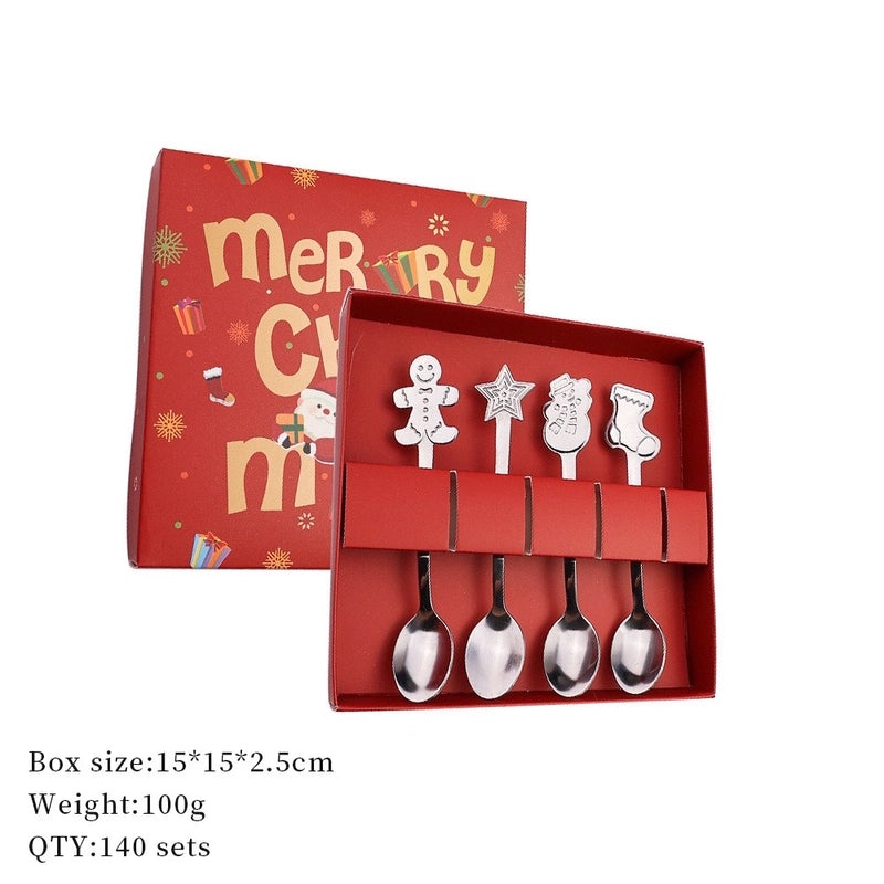 Christmas Holiday Socks Snowman Gingerbread Cookies 410 Stainless Steel Spoon 1 Piece Set|Home & Kitchen