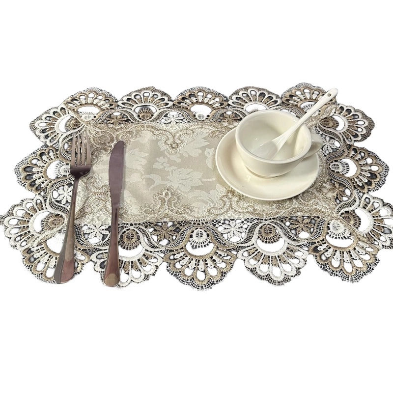 Elegant Floral Lace Polyester Placemat Single Piece|Home Decor & Tableware