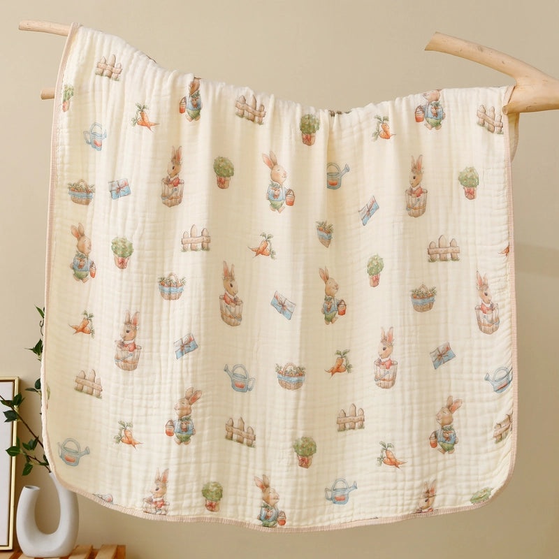 Double Layer Cotton Cartoon Baby Bath Towel Soft Gauze Blanket Multi-Use Air Conditioning Quilt|Baby Bath & Bedding