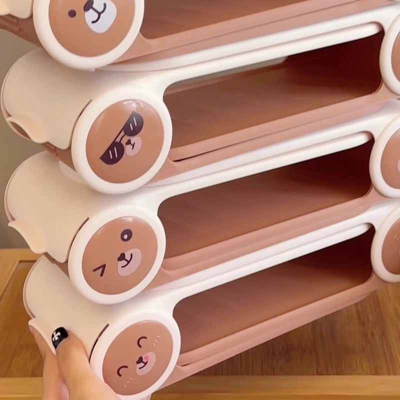 Adorable Bear Design Solid Color Plastic Organizer Rack | Home Storage & Organization
