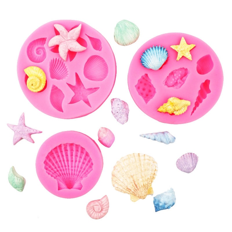 Ocean Theme Silicone Mold for Conch Starfish Shell Shapes | Cake Decorating Tools