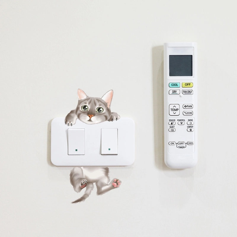 Adorable Cat PVC Wall Switch Sticker Decorative Wall Art|Home Decor Accessories