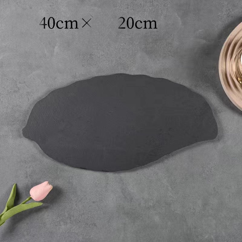 Japanese-Korean Style Black Slate Dinner Plate for Sushi Dessert Western Food Steak | Dinnerware & Plates