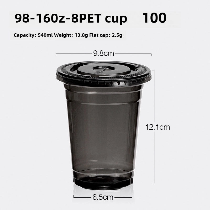 Disposable Black PET Plastic Coffee Cup with Lid for Iced Drinks | Beverage Cups & Accessories