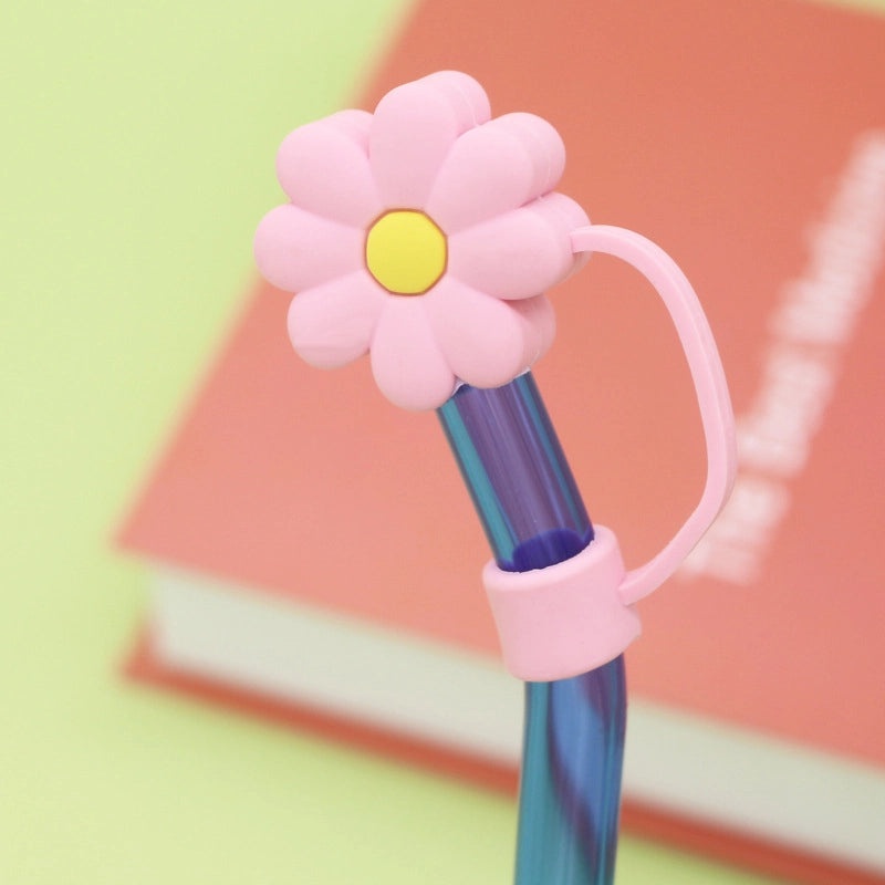 Adorable Floral Silicone Straw Cap 1pc | Drinkware Accessories