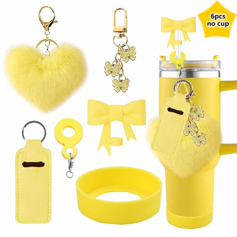 Red Heart Butterfly Bow Knot Silicone Straw Caps, 6-Pack | Drinkware Accessories