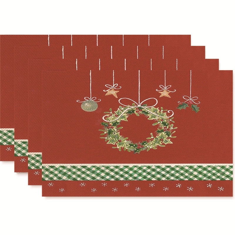 Nordic Christmas Tree Bow Knot Snowflake Linen Cotton Placemat|Home Decor & Tableware