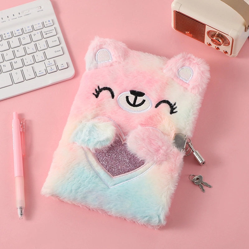 Red Heart Bear Plush Notebook Cute Learning Journal|Stationery & Office Supplies